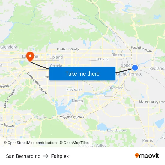 San Bernardino to Fairplex map