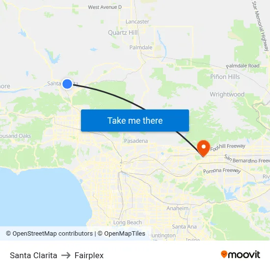 Santa Clarita to Fairplex map
