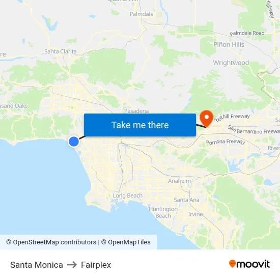 Santa Monica to Fairplex map