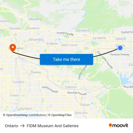 Ontario to FIDM Museum And Galleries map
