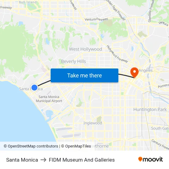 Santa Monica to FIDM Museum And Galleries map
