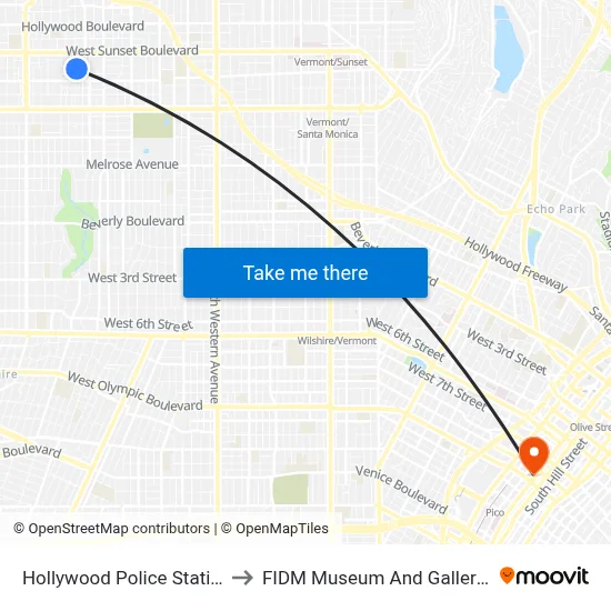 Hollywood Police Station to FIDM Museum And Galleries map