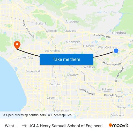 West Covina to UCLA Henry Samueli School of Engineering and Applied Science map