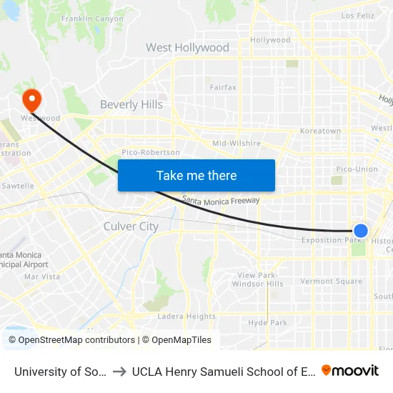 University of Southern California to UCLA Henry Samueli School of Engineering and Applied Science map