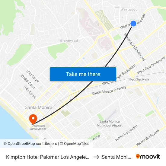 Kimpton Hotel Palomar Los Angeles Beverly Hills to Santa Monica Pier map
