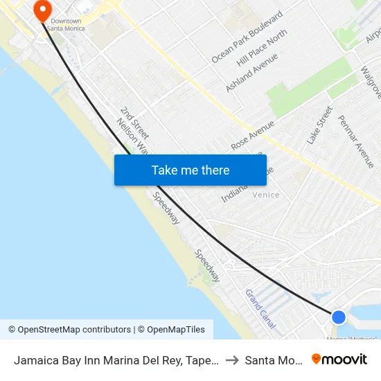 Jamaica Bay Inn Marina Del Rey, Tapestry Collection by Hilton to Santa Monica Pier map