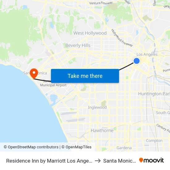 Residence Inn by Marriott Los Angeles L A LIVE to Santa Monica Pier map