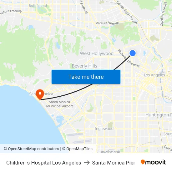Children s Hospital Los Angeles to Santa Monica Pier map