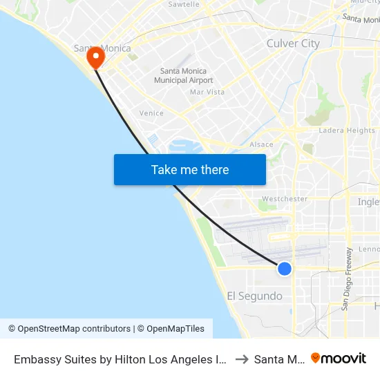 Embassy Suites by Hilton Los Angeles International Airport South El Segundo to Santa Monica Pier map