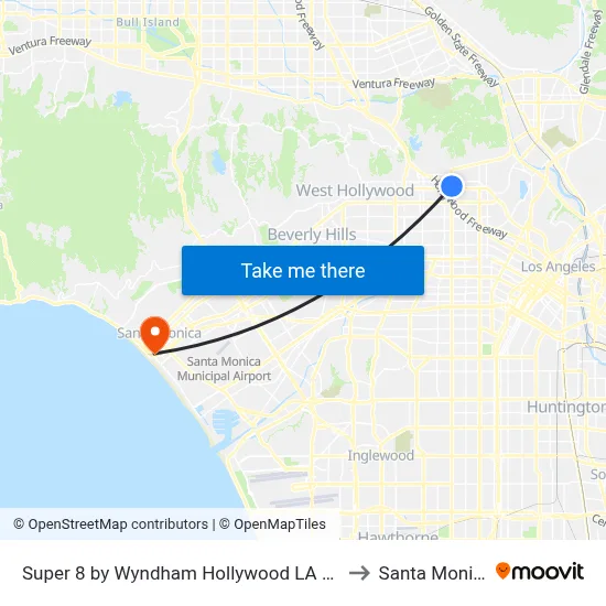 Super 8 by Wyndham Hollywood LA Area Los Angeles to Santa Monica Pier map