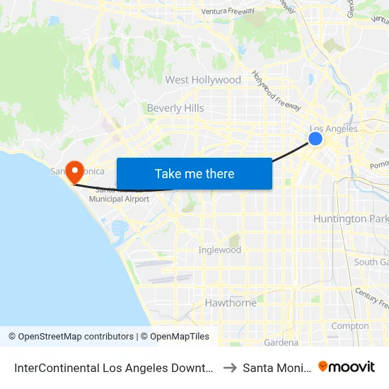 InterContinental Los Angeles Downtown an IHG Hotel to Santa Monica Pier map