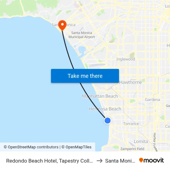 Redondo Beach Hotel, Tapestry Collection by Hilton to Santa Monica Pier map
