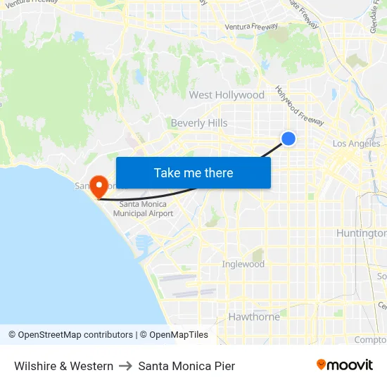 Wilshire & Western to Santa Monica Pier map