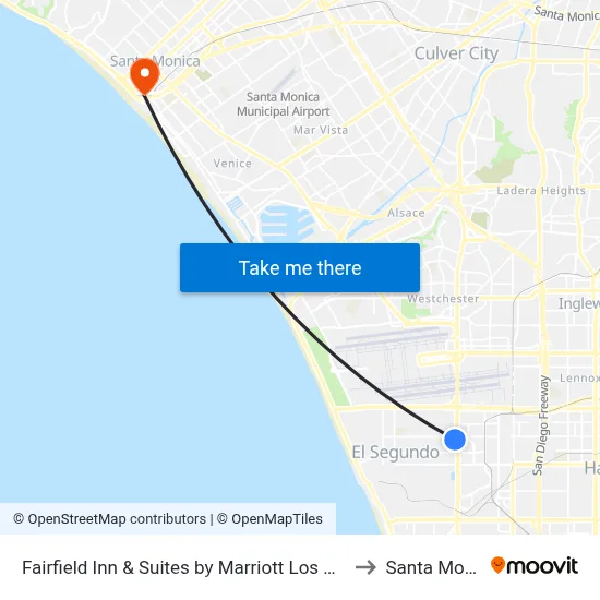 Fairfield Inn & Suites by Marriott Los Angeles LAX/El Segundo to Santa Monica Pier map