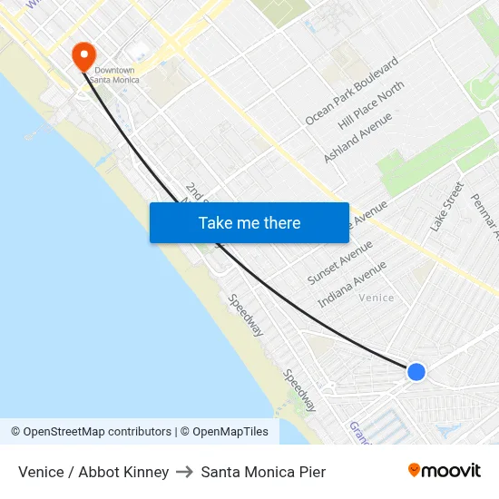 Venice / Abbot Kinney to Santa Monica Pier map