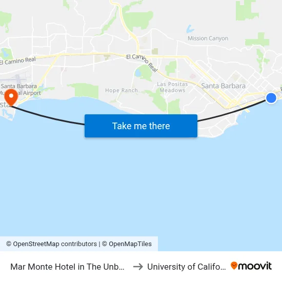 Mar Monte Hotel in The Unbound Collection by Hyatt Santa Barbara to University of California Santa Barbara Library map