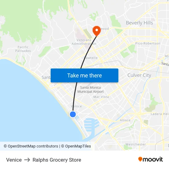 Venice to Ralphs Grocery Store map