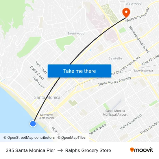 395 Santa Monica Pier to Ralphs Grocery Store map