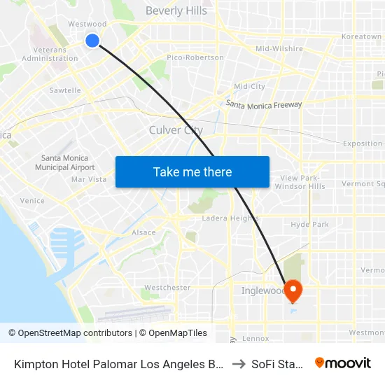 Kimpton Hotel Palomar Los Angeles Beverly Hills to SoFi Stadium map