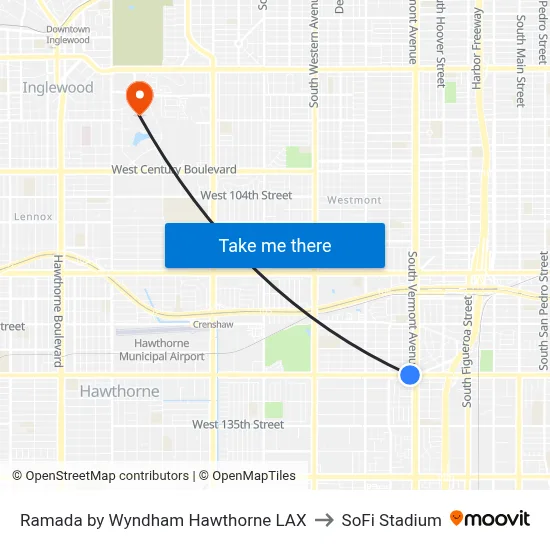 Ramada by Wyndham Hawthorne LAX to SoFi Stadium map