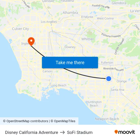 Disney California Adventure to SoFi Stadium map