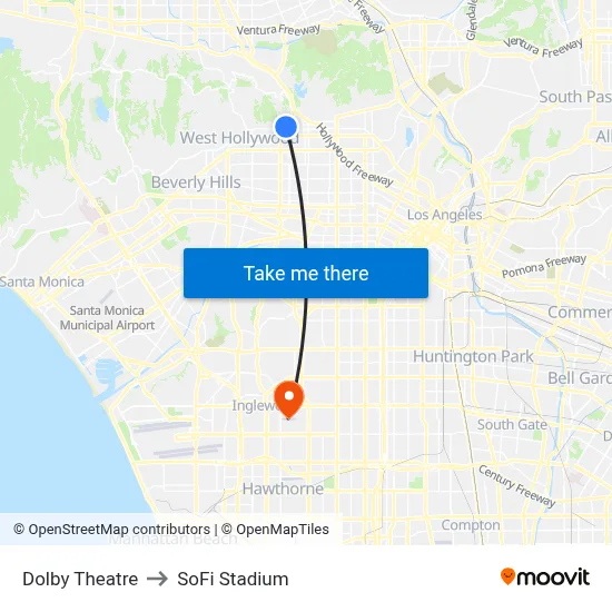 Dolby Theatre to SoFi Stadium map