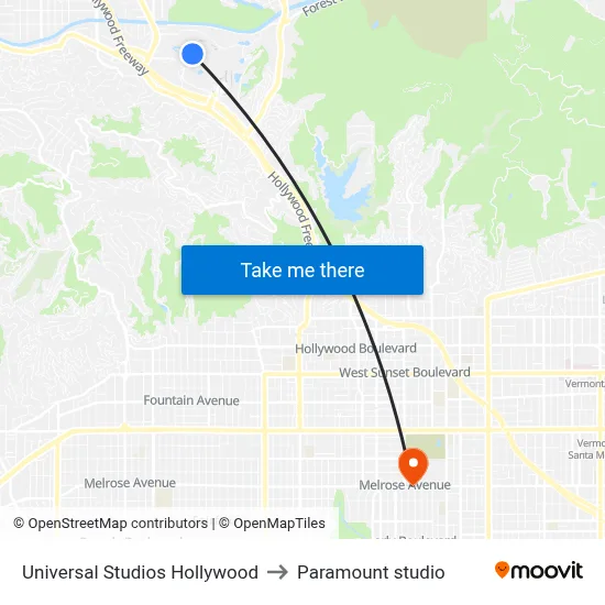 Universal Studios Hollywood to Paramount studio map
