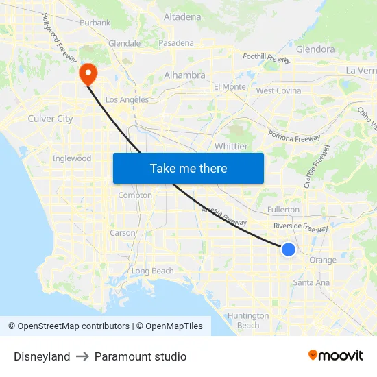 Disneyland to Paramount studio map