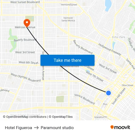 Hotel Figueroa to Paramount studio map