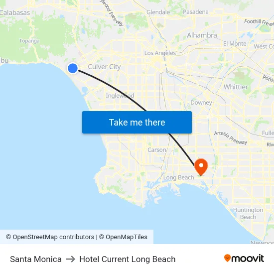 Santa Monica to Hotel Current Long Beach map