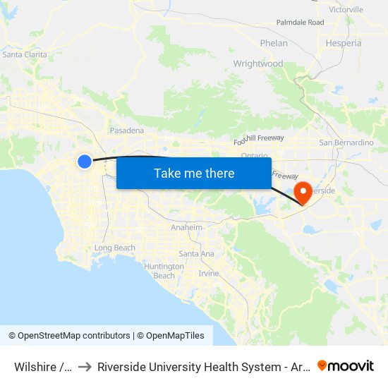 Wilshire / Western to Riverside University Health System - Arlington Recovery Community map