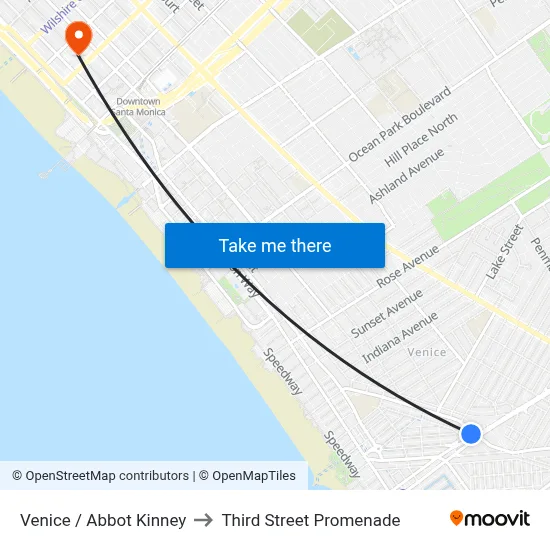 Venice / Abbot Kinney to Third Street Promenade map