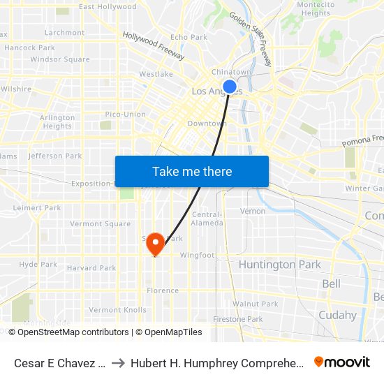 Cesar E Chavez / Alameda to Hubert H. Humphrey Comprehensive Health Center map