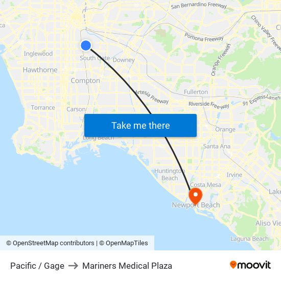 Pacific / Gage to Mariners Medical Plaza map