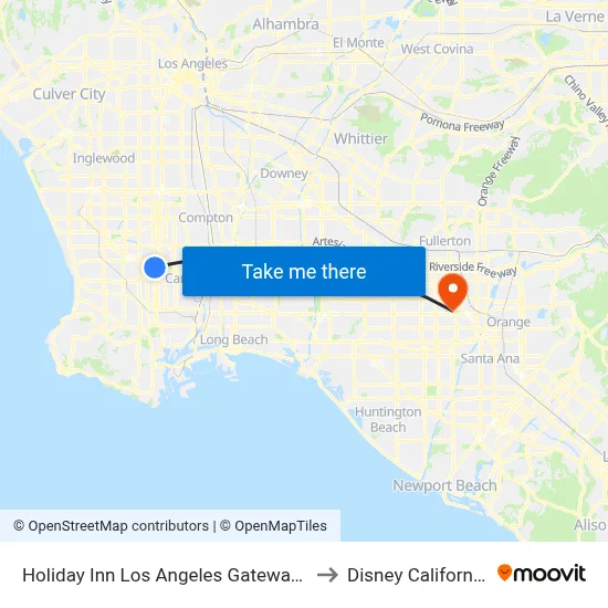 Holiday Inn Los Angeles Gateway Torrance an IHG Hotel to Disney California Adventure map