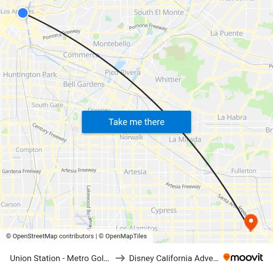 Union Station - Metro Gold Line to Disney California Adventure map