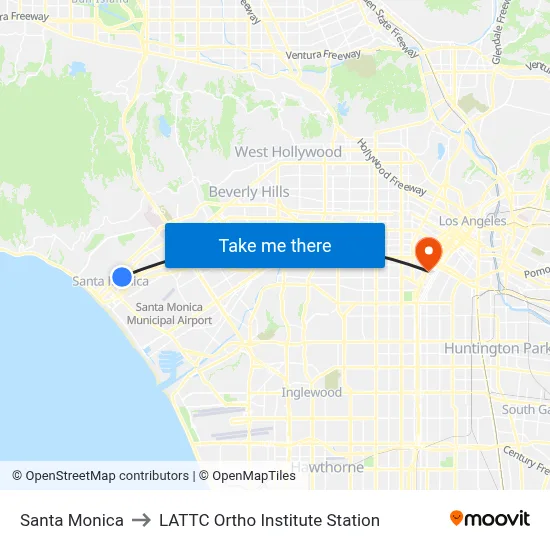 Santa Monica to LATTC Ortho Institute Station map