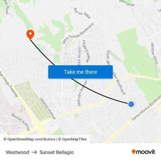 Westwood to Sunset Bellagio map