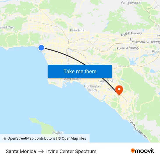 Santa Monica to Irvine Center Spectrum map