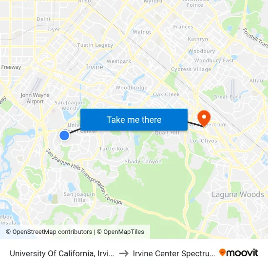University Of California, Irvine to Irvine Center Spectrum map
