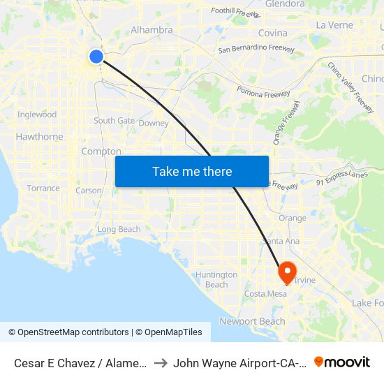 Cesar E Chavez / Alameda to John Wayne Airport-CA-55 map