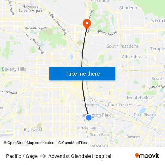 Pacific / Gage to Adventist Glendale Hospital map