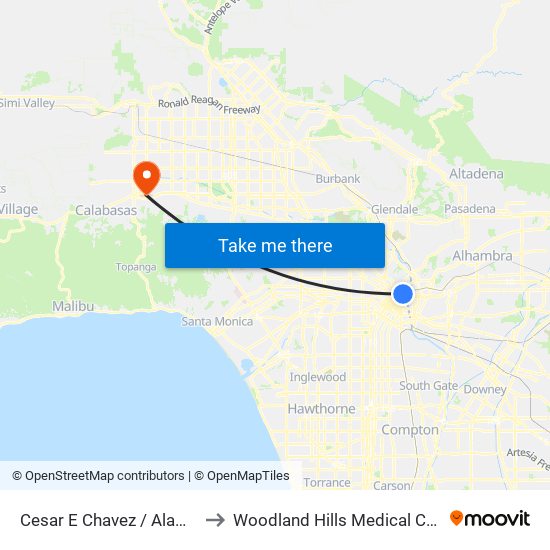 Cesar E Chavez / Alameda to Woodland Hills Medical Center map