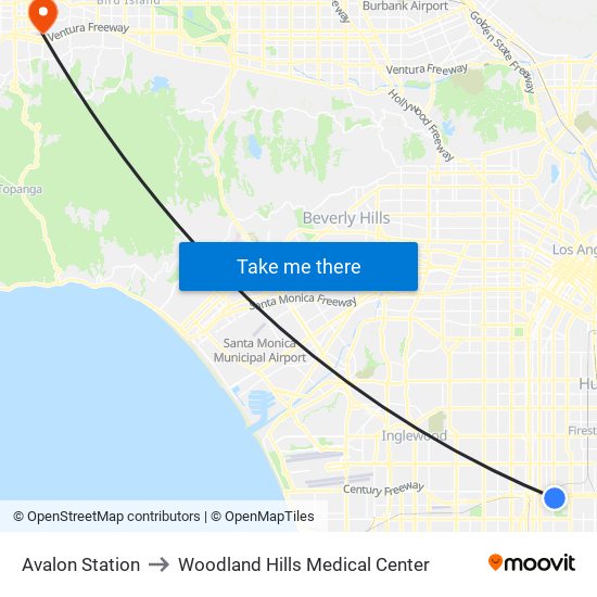 Avalon Station to Woodland Hills Medical Center map