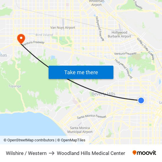 Wilshire / Western to Woodland Hills Medical Center map