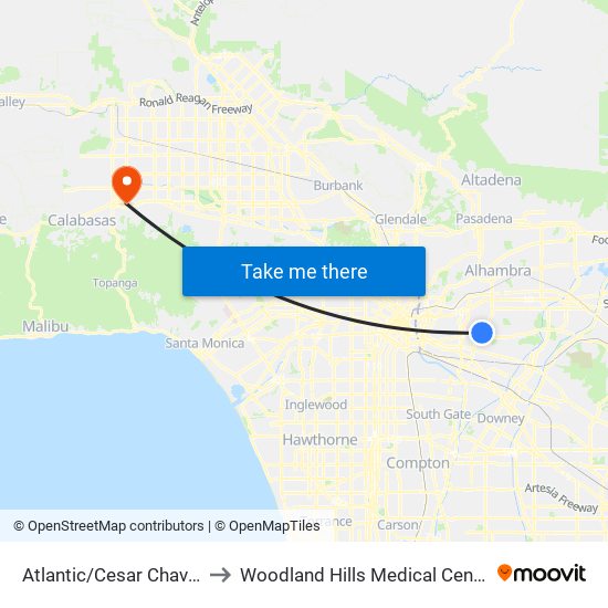 Atlantic/Cesar Chavez to Woodland Hills Medical Center map