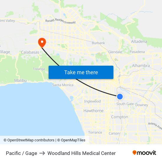 Pacific / Gage to Woodland Hills Medical Center map