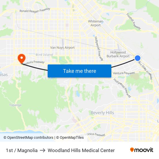 1st / Magnolia to Woodland Hills Medical Center map