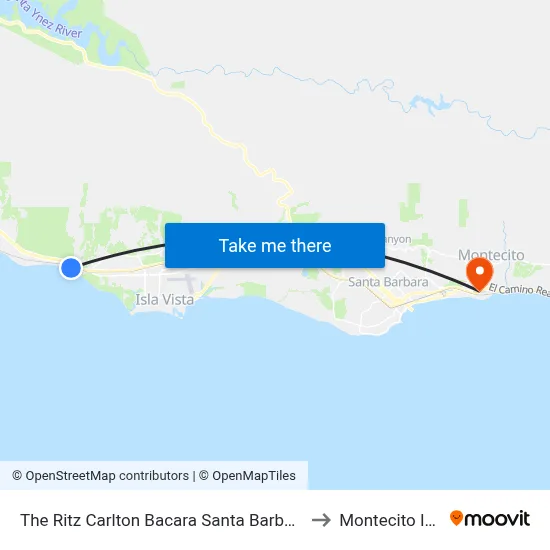 The Ritz Carlton Bacara Santa Barbara to Montecito Inn map