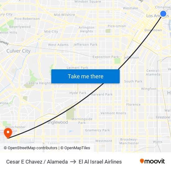 Cesar E Chavez / Alameda to El Al Israel Airlines map